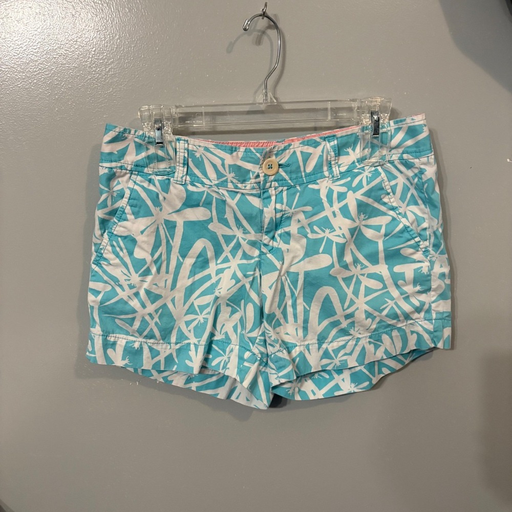 Lilly Pulitzer Callahan Shorts‎ Blue Turquoise White Dragonfly Print (Women's 4)